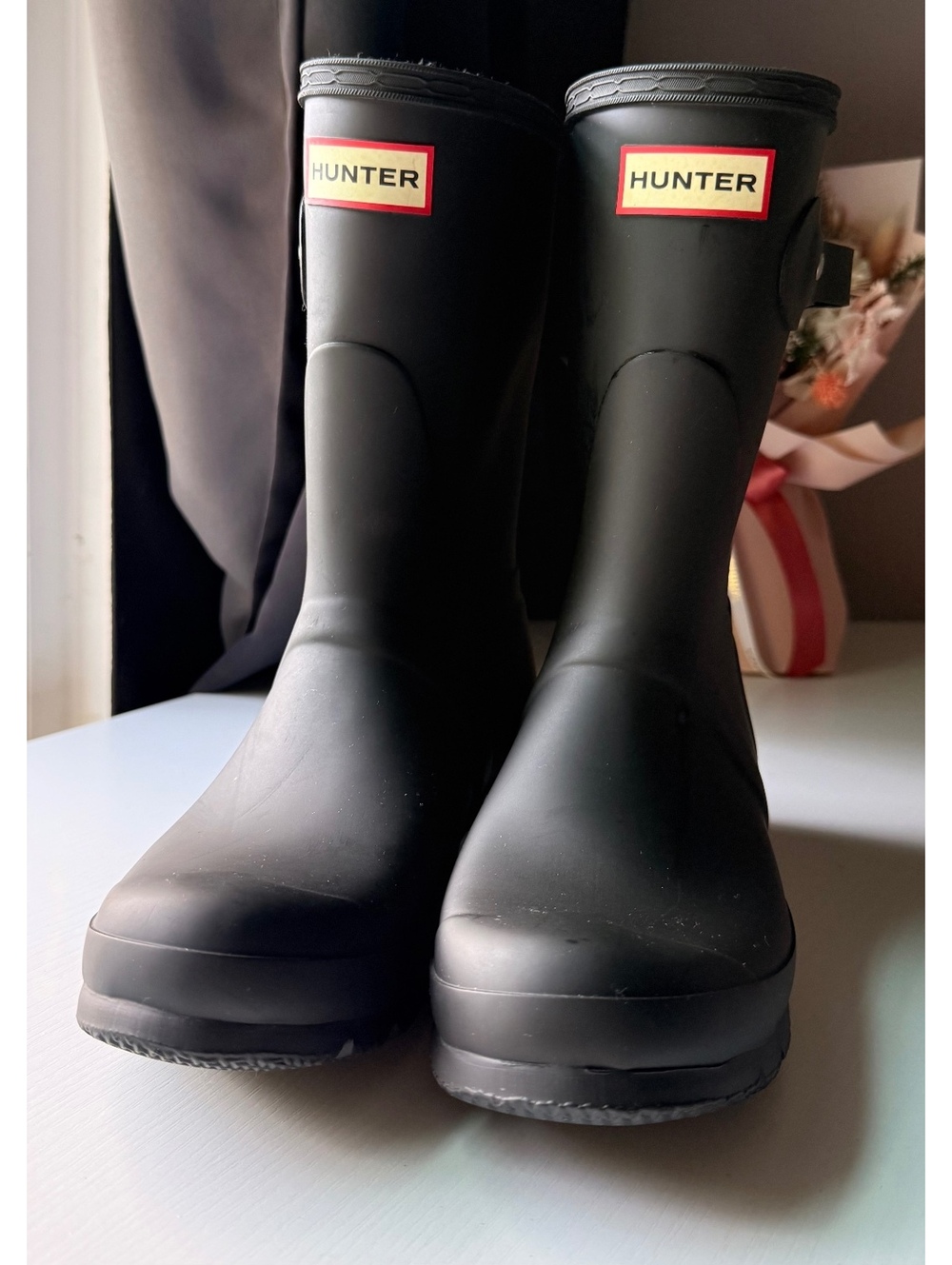 Hunter Original Short Adjustable Black Rain Boots Women’s Size 7 Waterproof